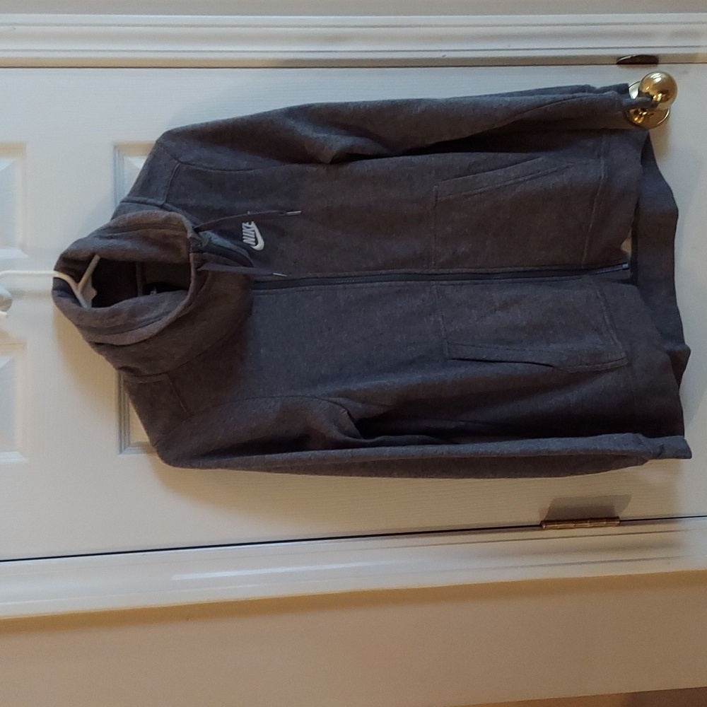 NIKE Full-Zip Non-Hooded Funnel Neck Sweatshirt Jacket XS Grey Cotton/Rayon NWT